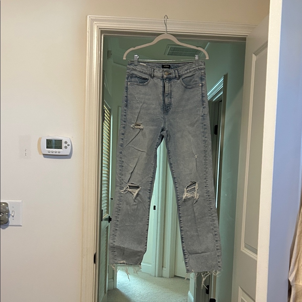 Distressed Light Blue high rise Jeans